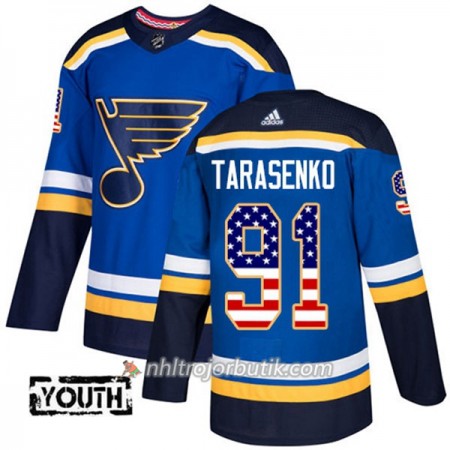 Barn Ishockey St. Louis Blues Tröja Vladimir Tarasenko 91 Adidas 2017-2018 Blå USA Flag Fashion Authentic